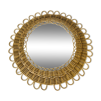 Rattan sun mirror 28 cm 60s
