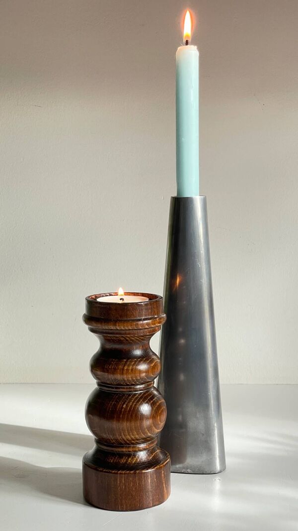 Bougeoirs bois et métal ikea vintage
