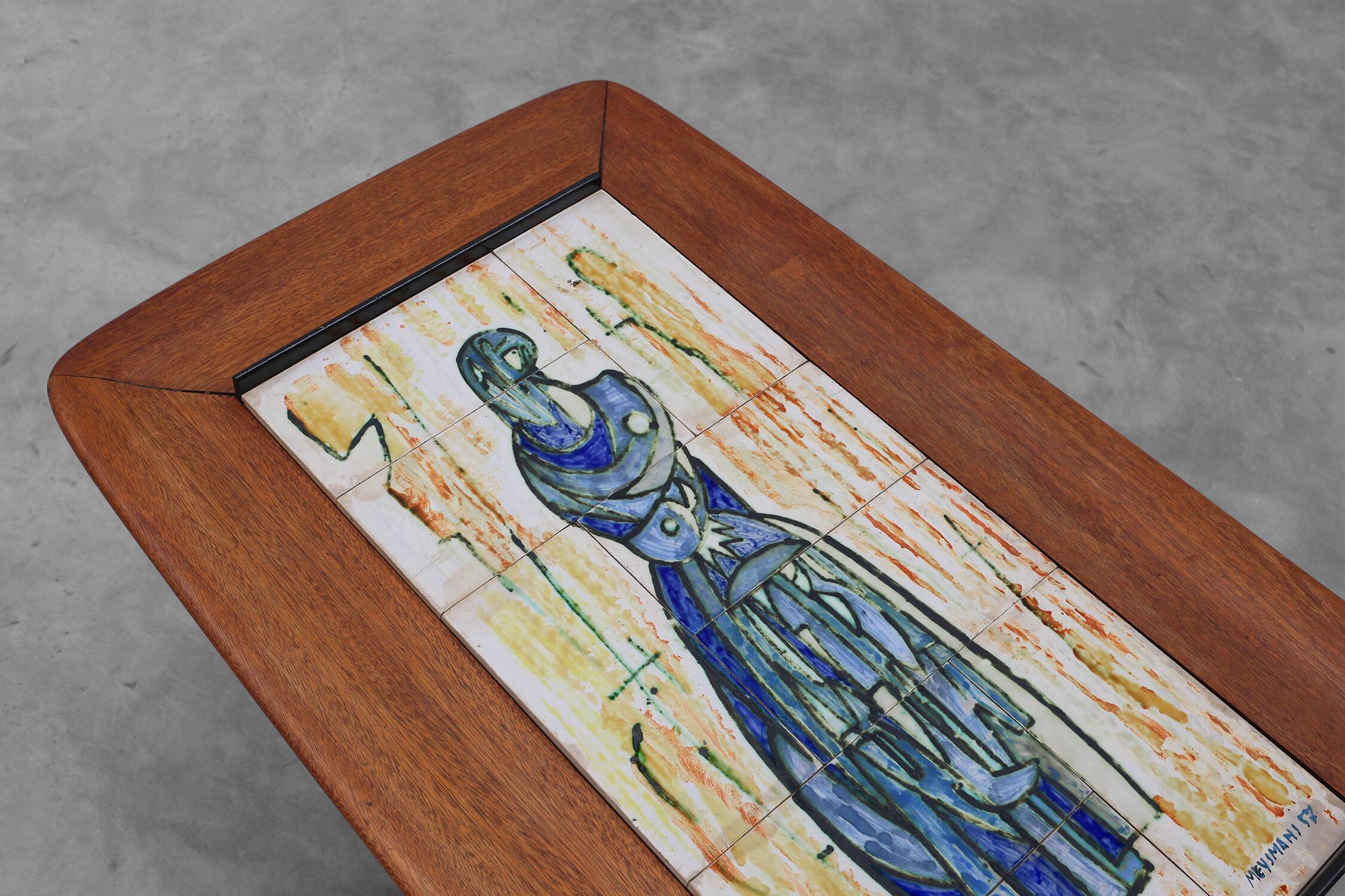 2 Coffee Tables '210', teak wood and ceramic,by Alfred Hendrickx, Belform