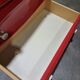 Vintage ladekast met rood roze kunststof lades 1970