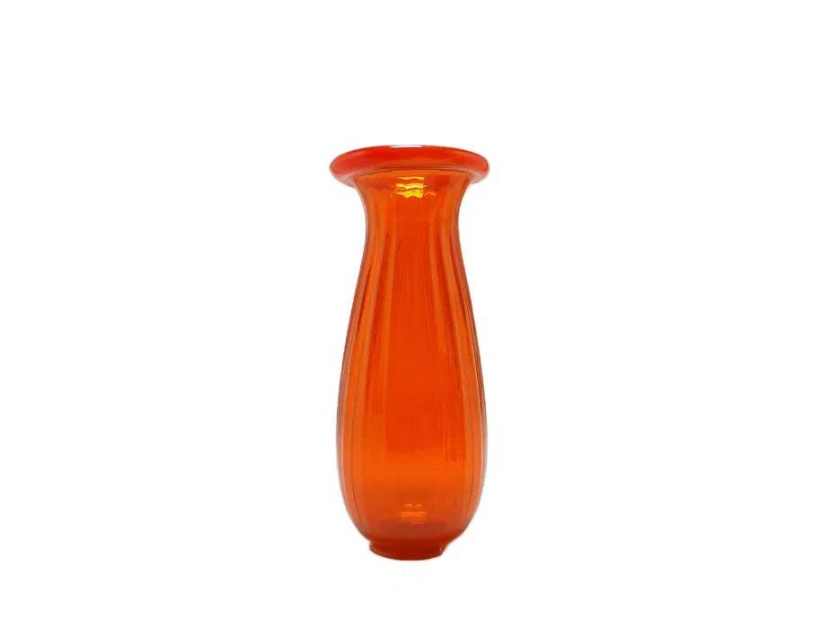 ABM Vase, mid-century modern, orange glass, Poland, 1970s