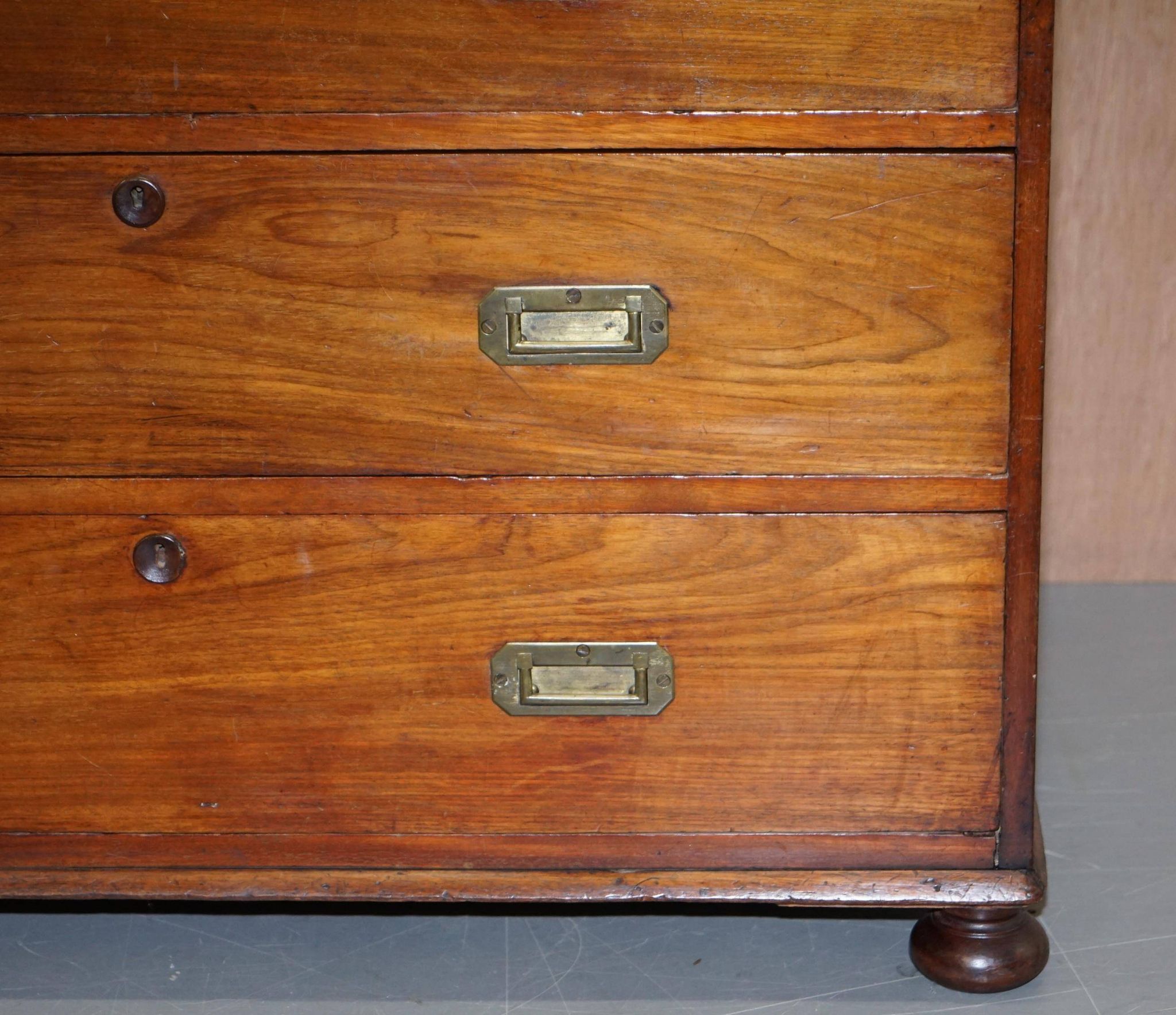 Victorian military commode in patinated walnut.