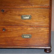 Victorian military commode in patinated walnut.