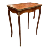 Pedestal table end of sofa decorated inlaid Louis XV style