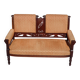 Old bench in wood and orange velvet