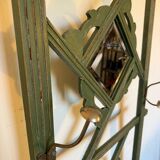 Porte manteau vestiaire art déco en bois patiné vert