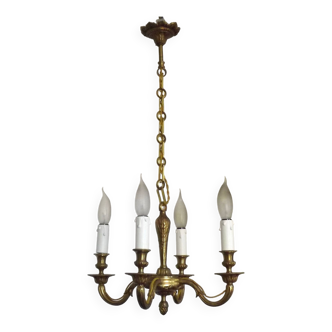 French Vintage Art Nouveau Scrolled Acanthus Leaf 4 Light Bronze Candlestick 4822