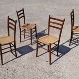 Set of 4 wooden chairs and rope
