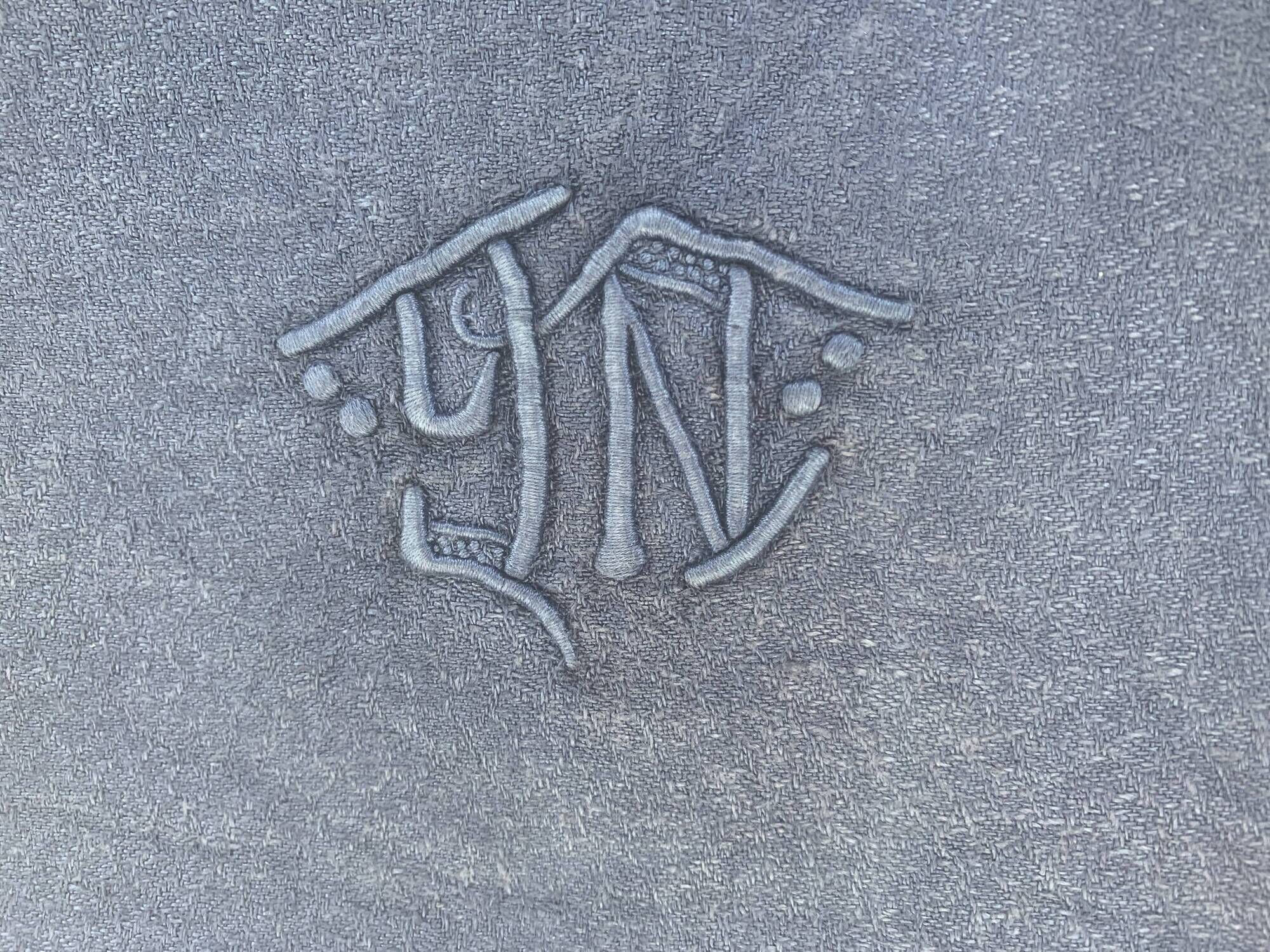 6 NG monogram navy towels, lilies weaving art, damask cotton