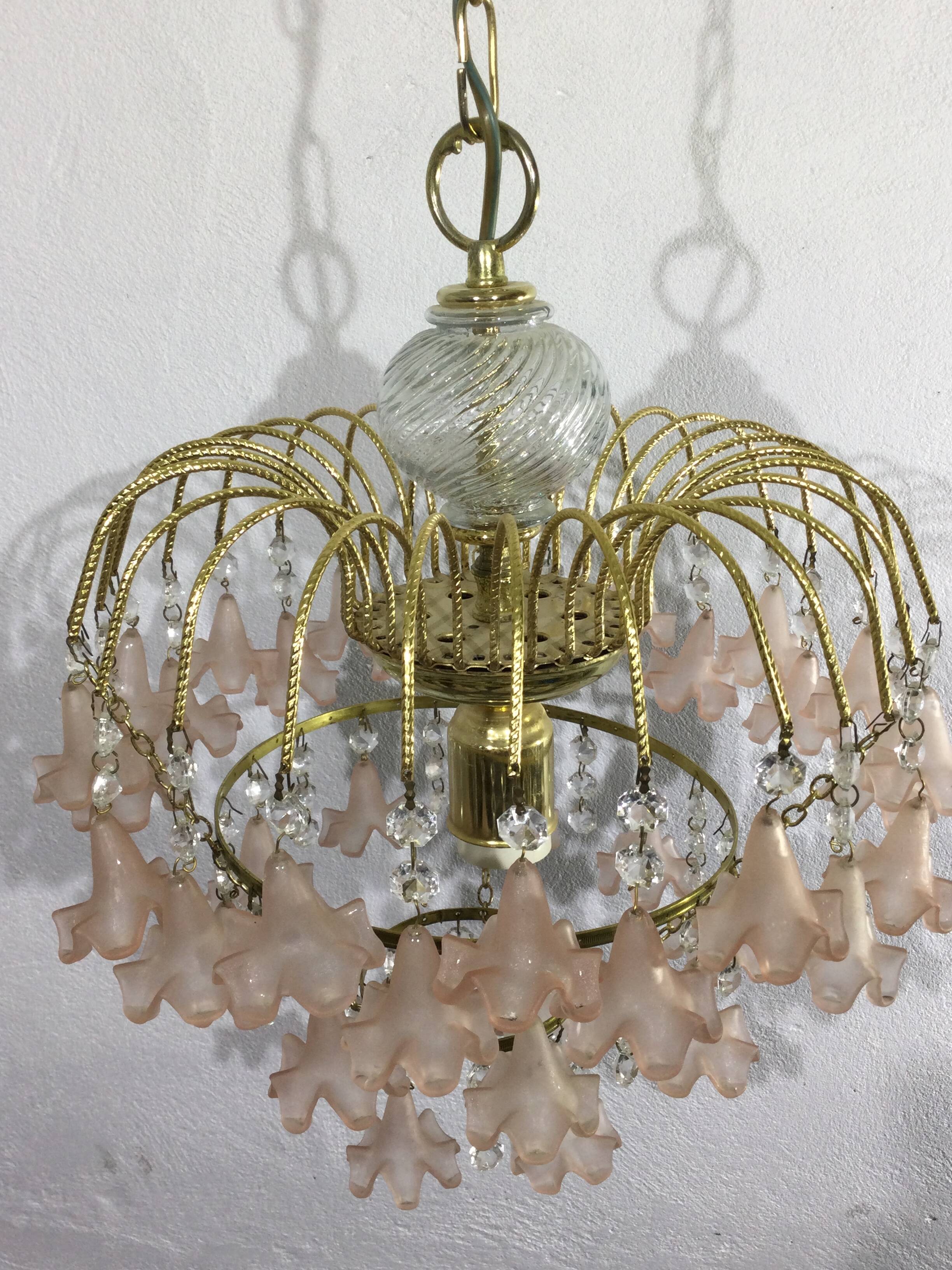 Pink flowers tassel chandelier