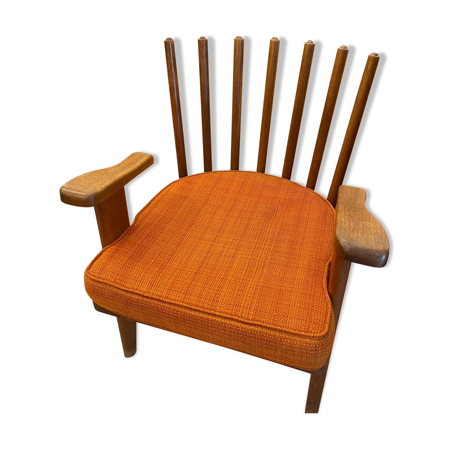 Wooden armchair Guillerme and Chambron 1960