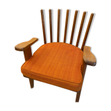 Wooden armchair Guillerme and Chambron 1960