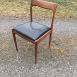 Lot of 6 Scandinavian chairs wood and skai