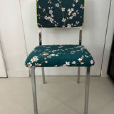 Chromed metal chair and Japanese fabric