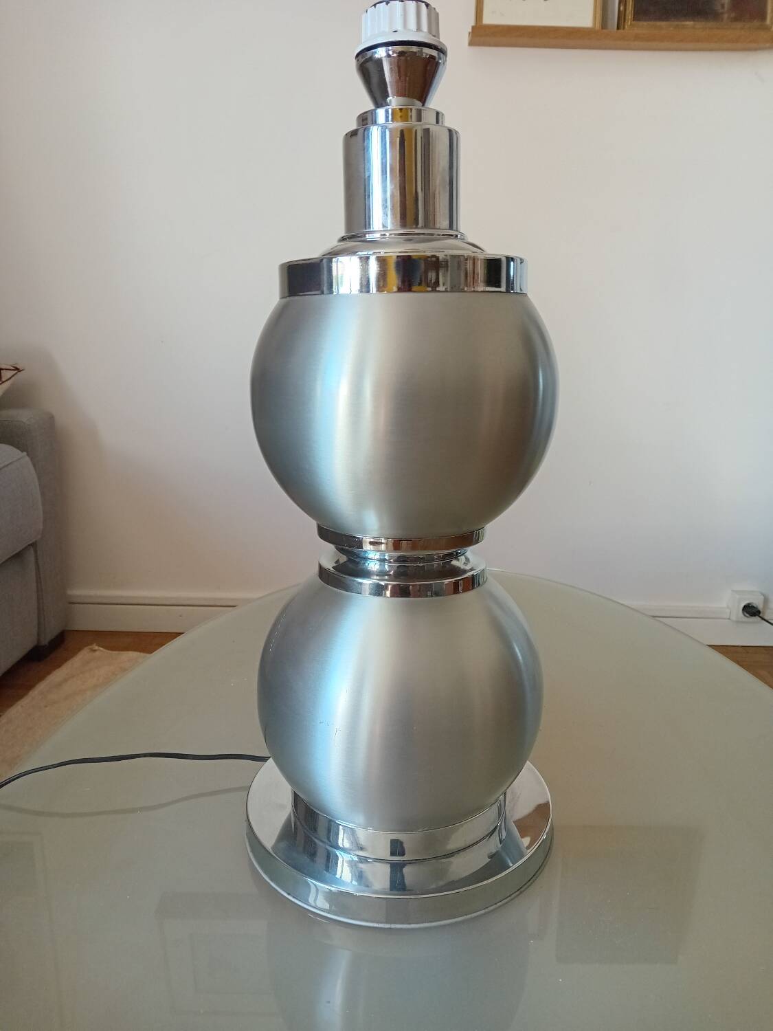 Vintage Maison Delmas lamp in brushed aluminum – Space Age design