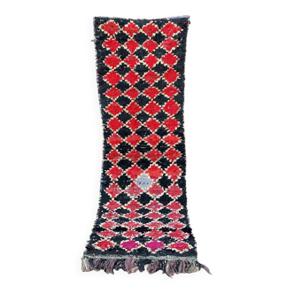 Tapis Marocain rouge/noir - 76 x 253 cm