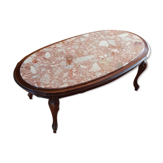Table basse avec plateau en marbre rose