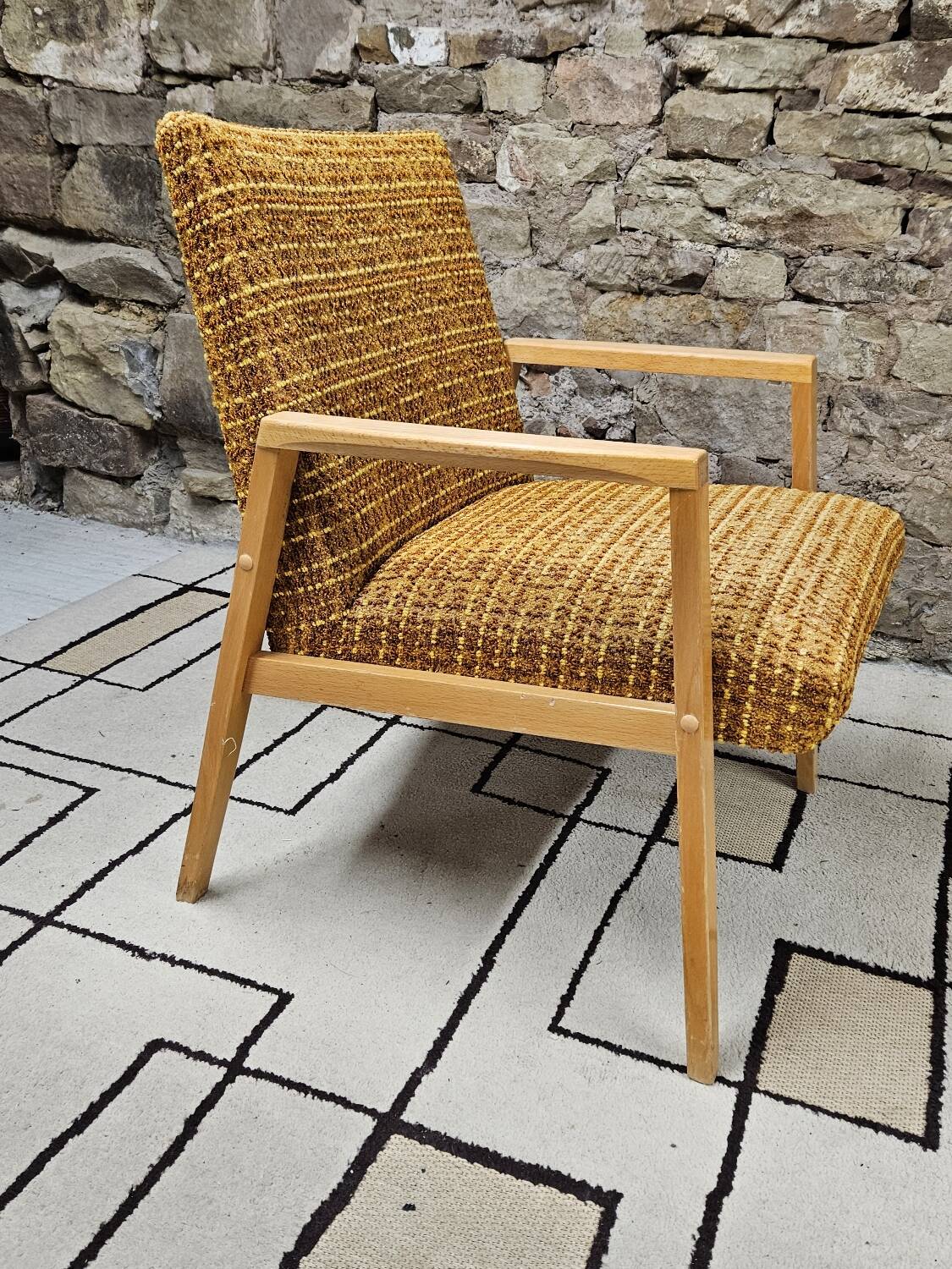 Vintage 1970 curled fireside chair