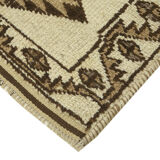 Handwoven wool anatolian beige runner carpet 108 cm x 355 cm