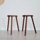 Pair of old wooden tripod stools