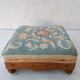 Small antique footrest stool lined canvas