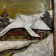 Alpine Table in carved and painted wood 23/32 cm