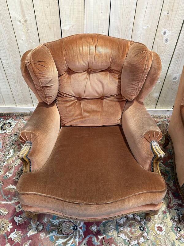 Paire de bergères à oreilles de style Louis XV