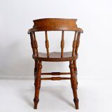 Elm armchair with curved back