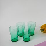 Lot de 4 verres en verre vert 1970