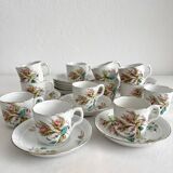 12 ironstone coffee cups with polychrome floral decoration, KG Lunéville
