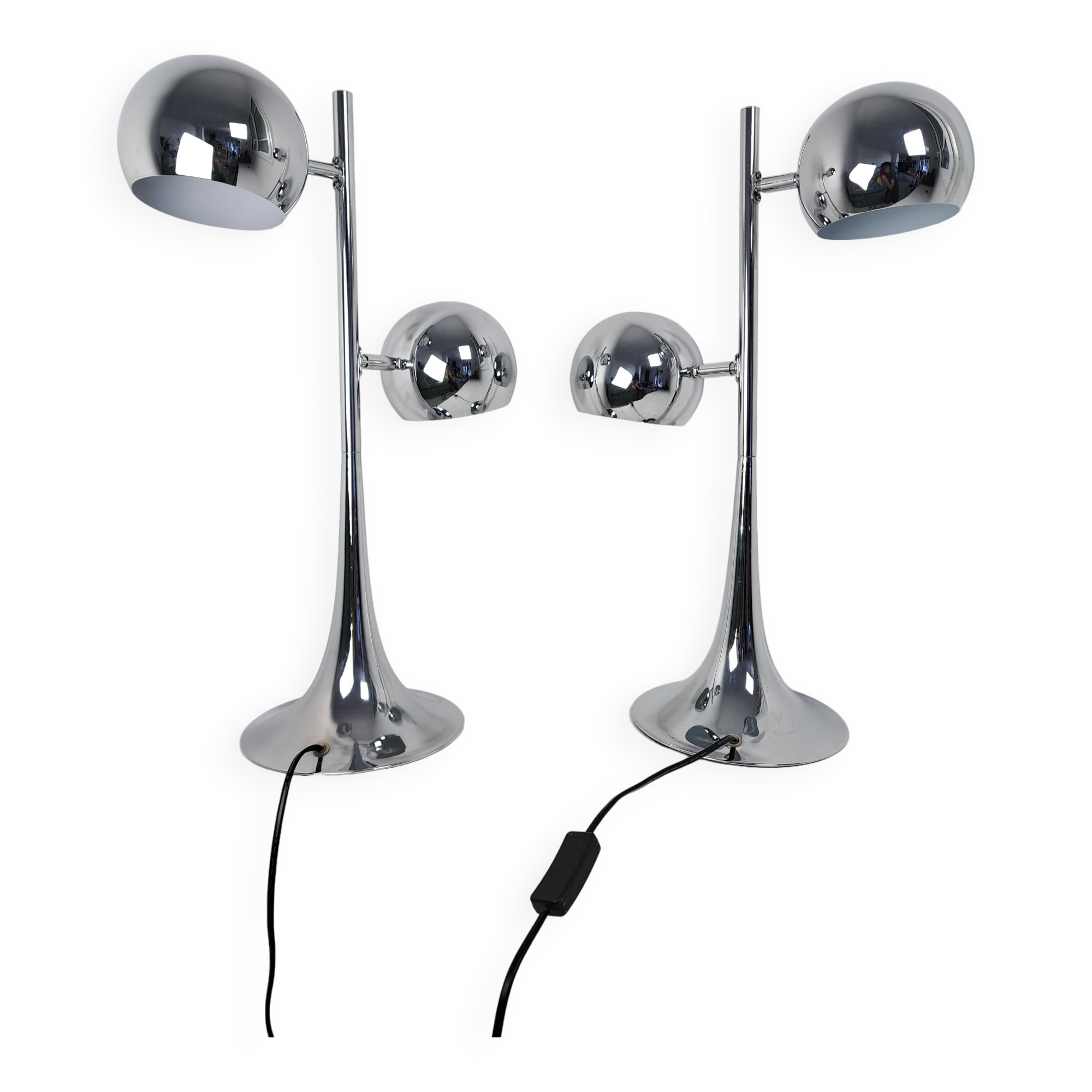 Pair of vintage space age eyeball lamps