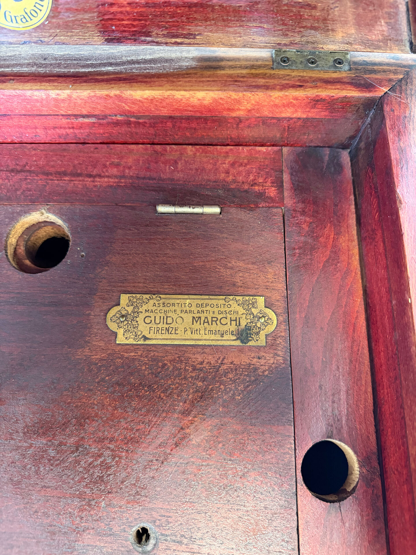 Italian floor-model upright phonograph cabinet, 1900s