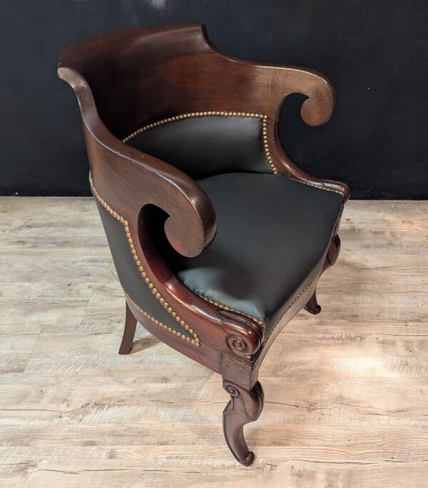 Fauteuil à crosse d’époque Empire en acajou