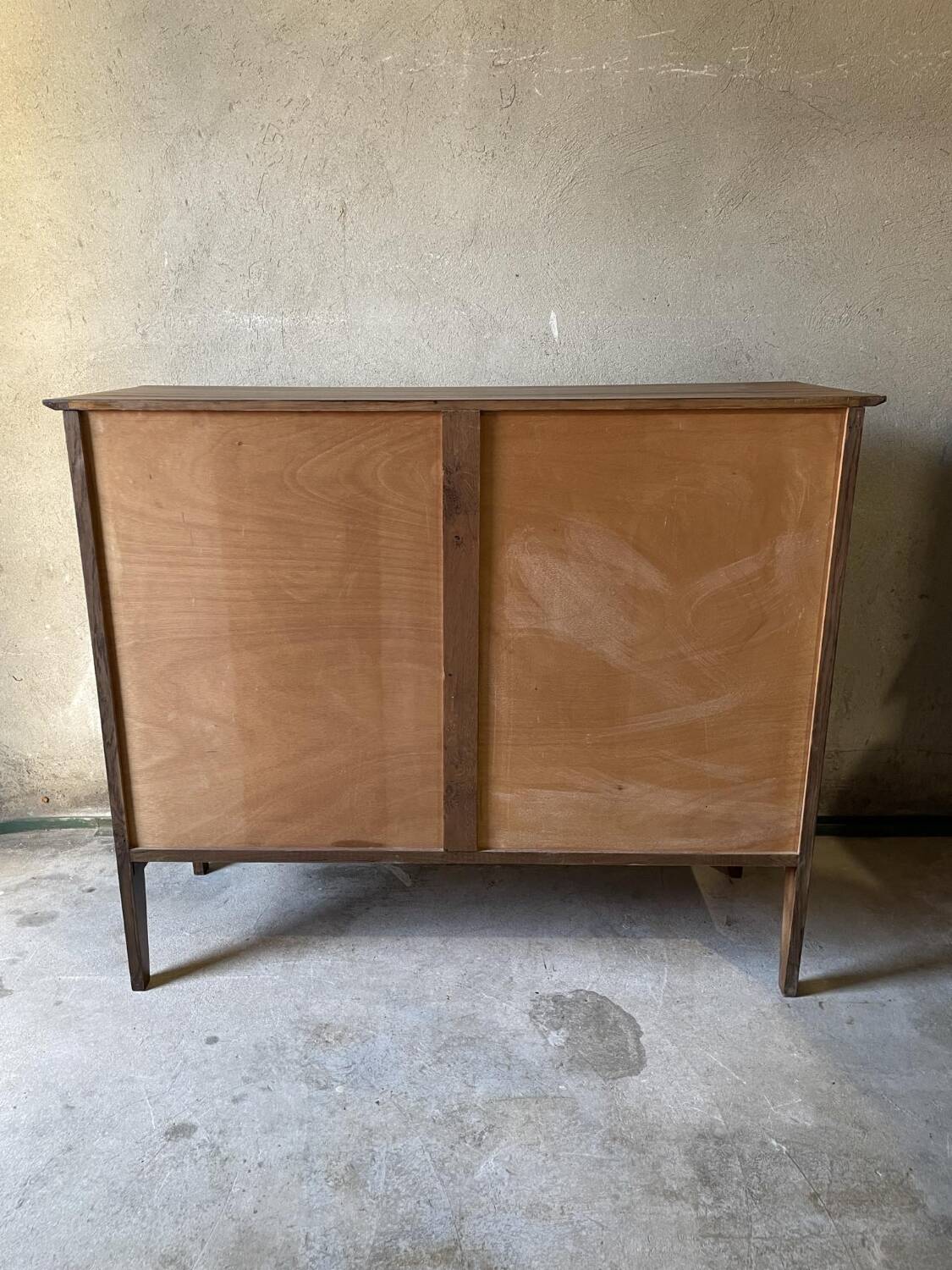 Vintage wooden sideboard sliding doors 60s