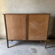 Vintage wooden sideboard sliding doors 60s