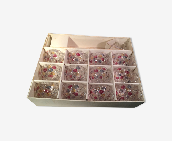 Service of 12 vintage dessert cups Bohemian Crystal - Czechoslovakia