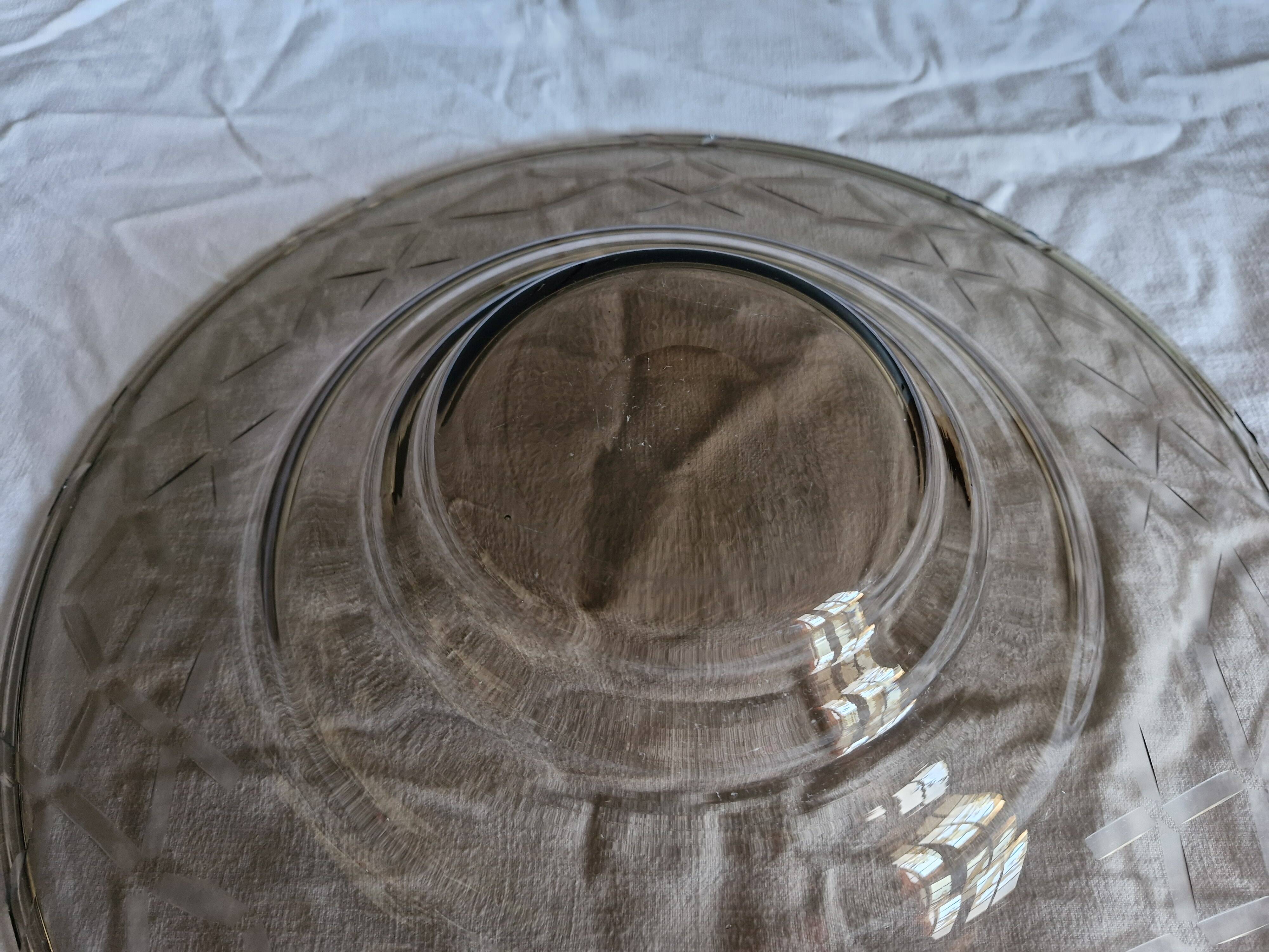 Large bowl/plate/centrepiece smoked glass art-deco