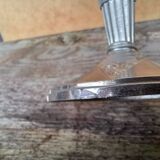 Pair of candlesticks with religious and Art Deco decor