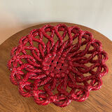 Fruit basket in burgundy basketry slip braided burgundy year 60