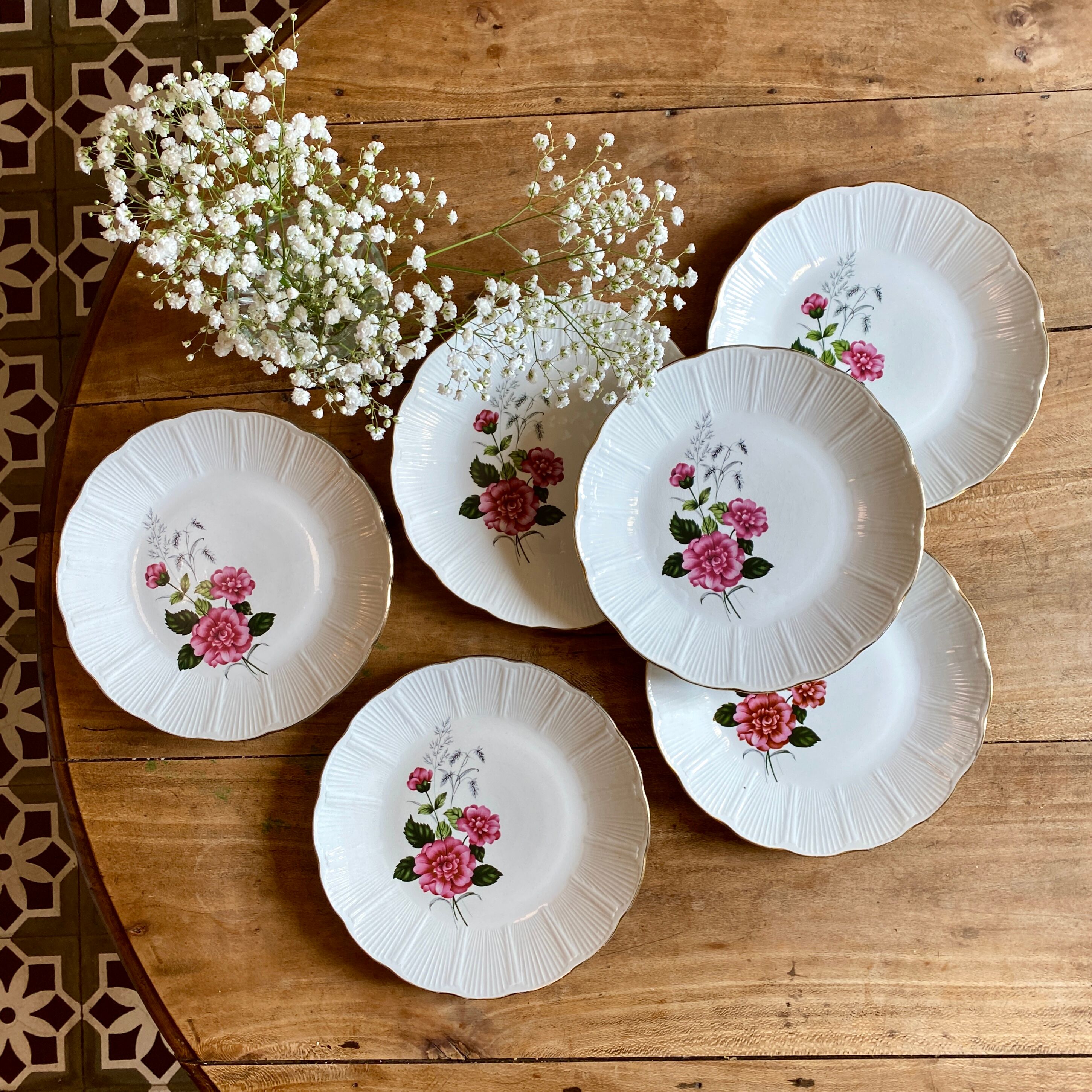 Set of 6 vintage flat plates L'Amandinoise