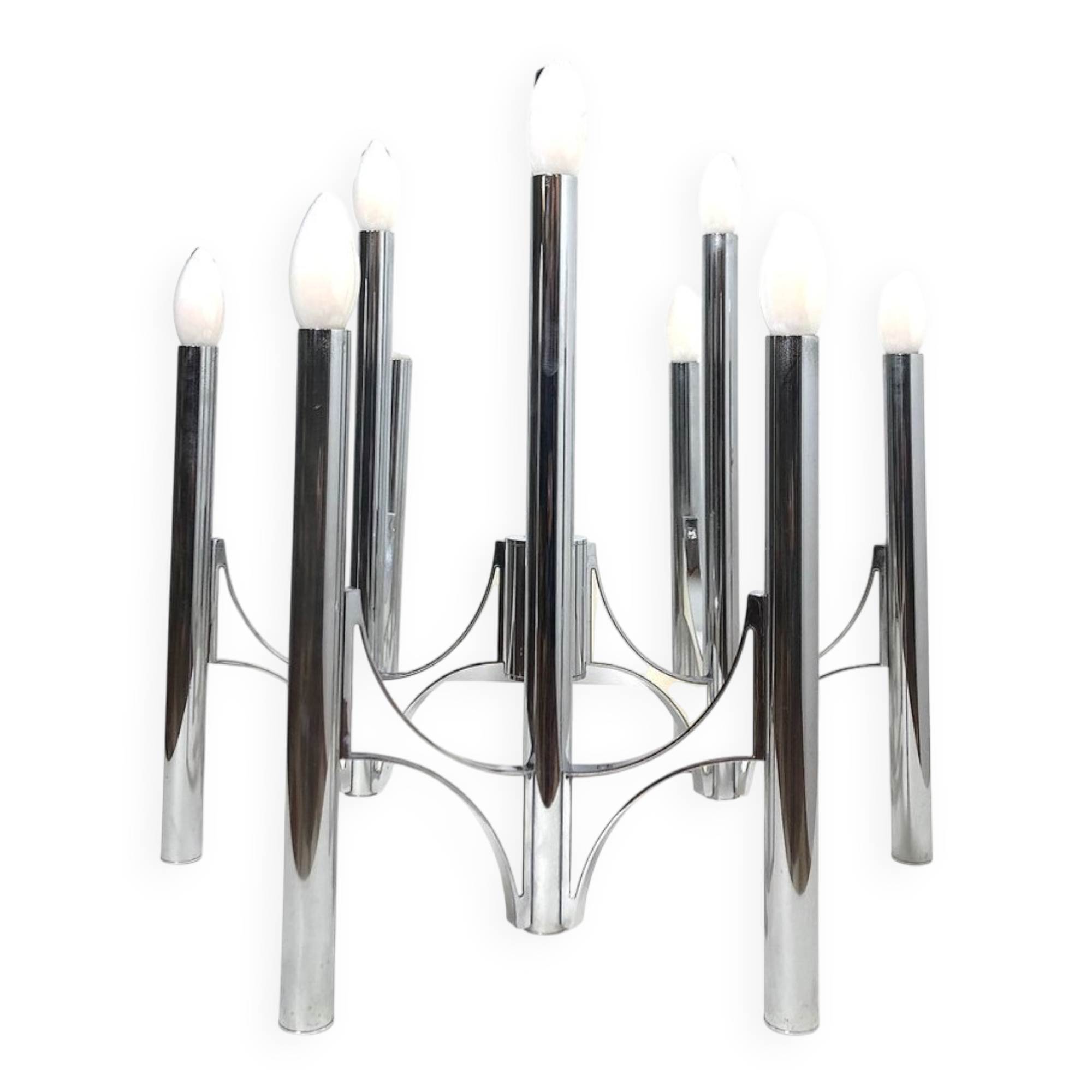 Iconic chandelier by Gaetano Sciolari with nine lights, 1970s.