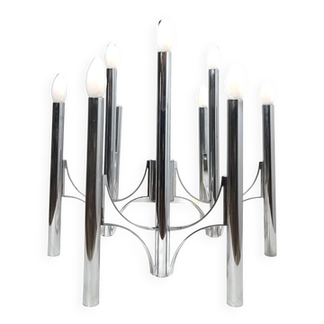 Chandelier emblématique de Gaetano Sciolari avec neuf lumières, années 1970.