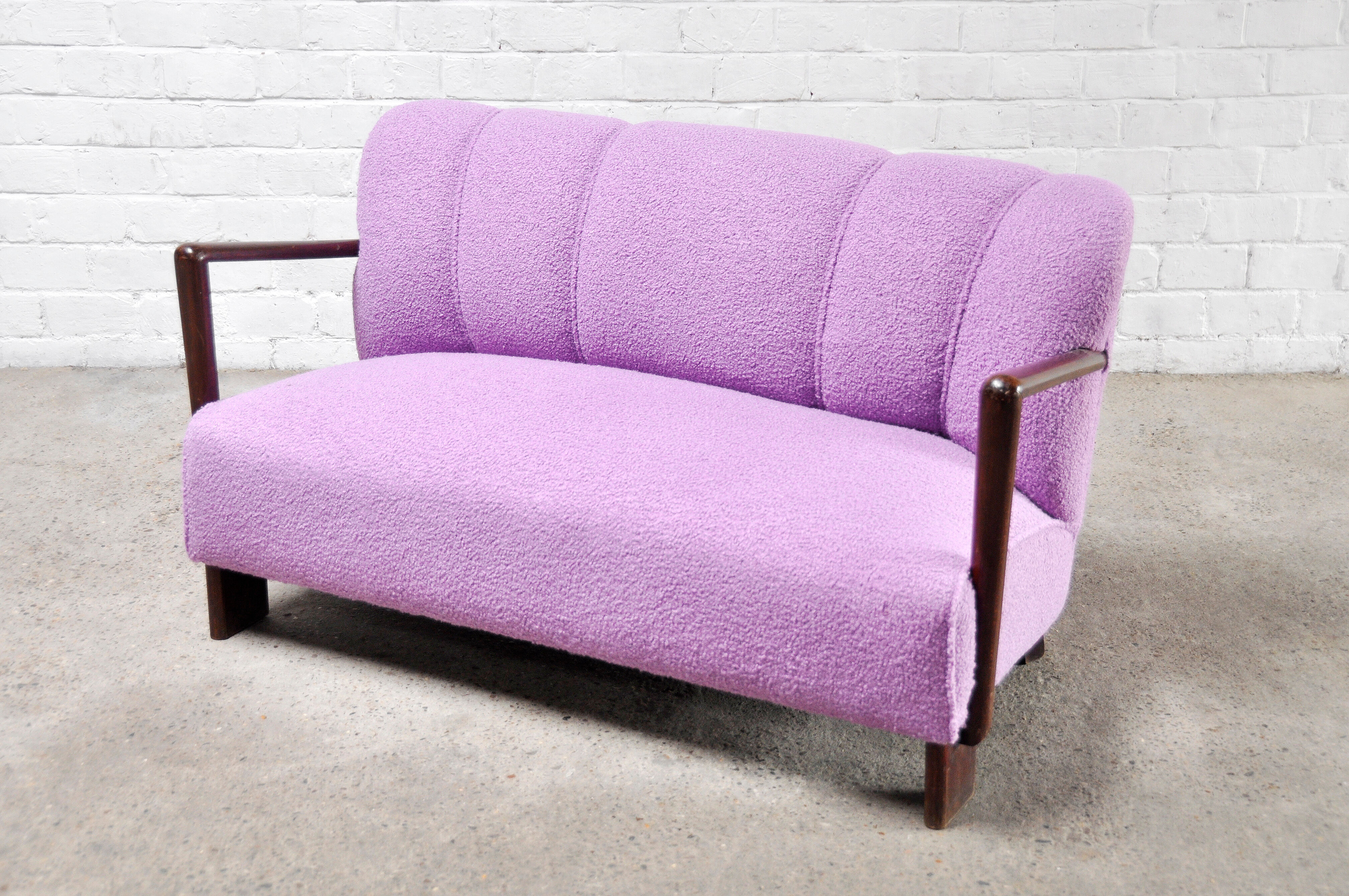 Mid-Century Italian Sofa in Purple Bouclé Wool, 1950s