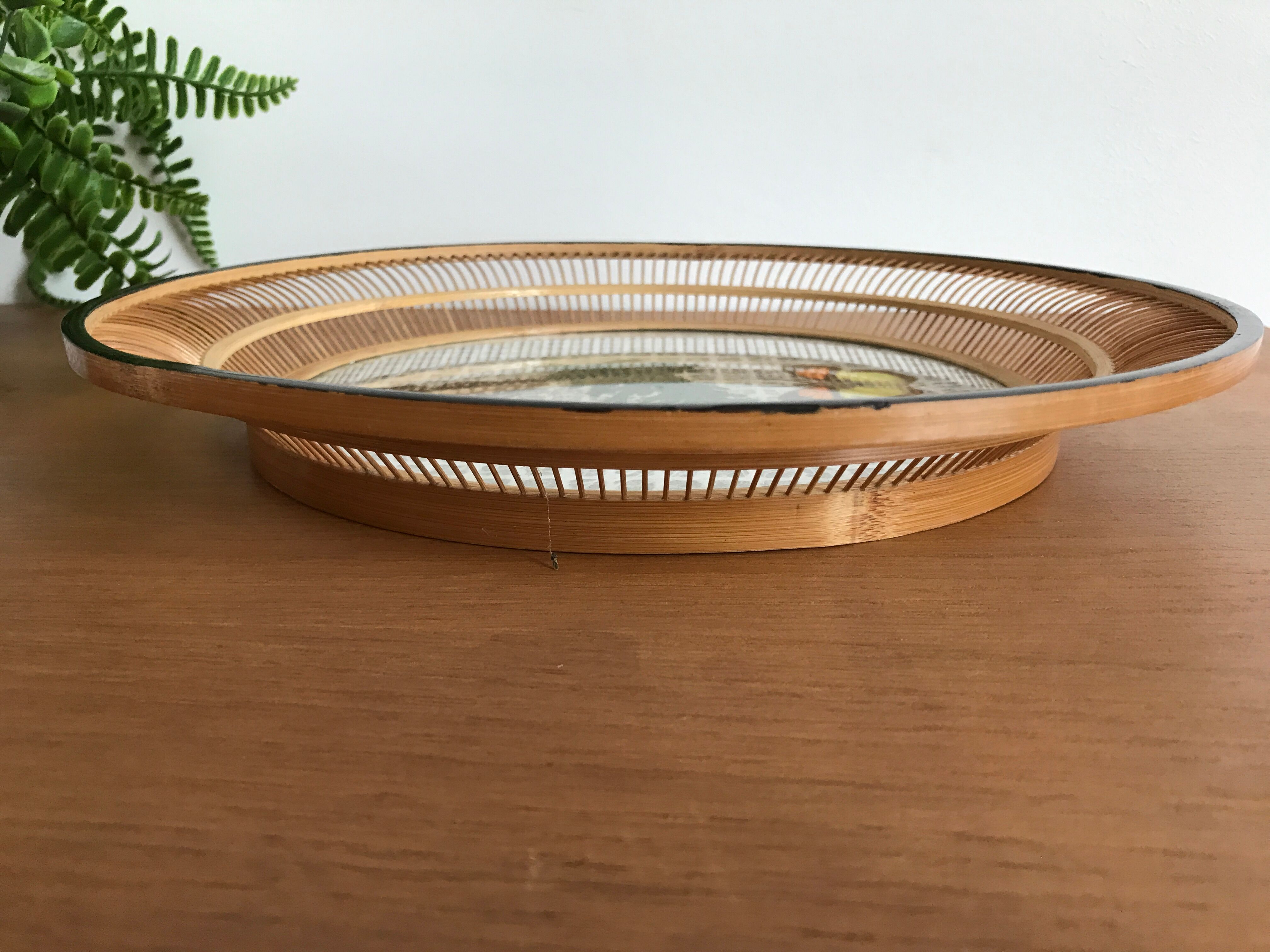 Empty bamboo pocket, glass and true butterfly wings