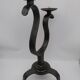 Brutalist wrought iron candle holder. Birds .