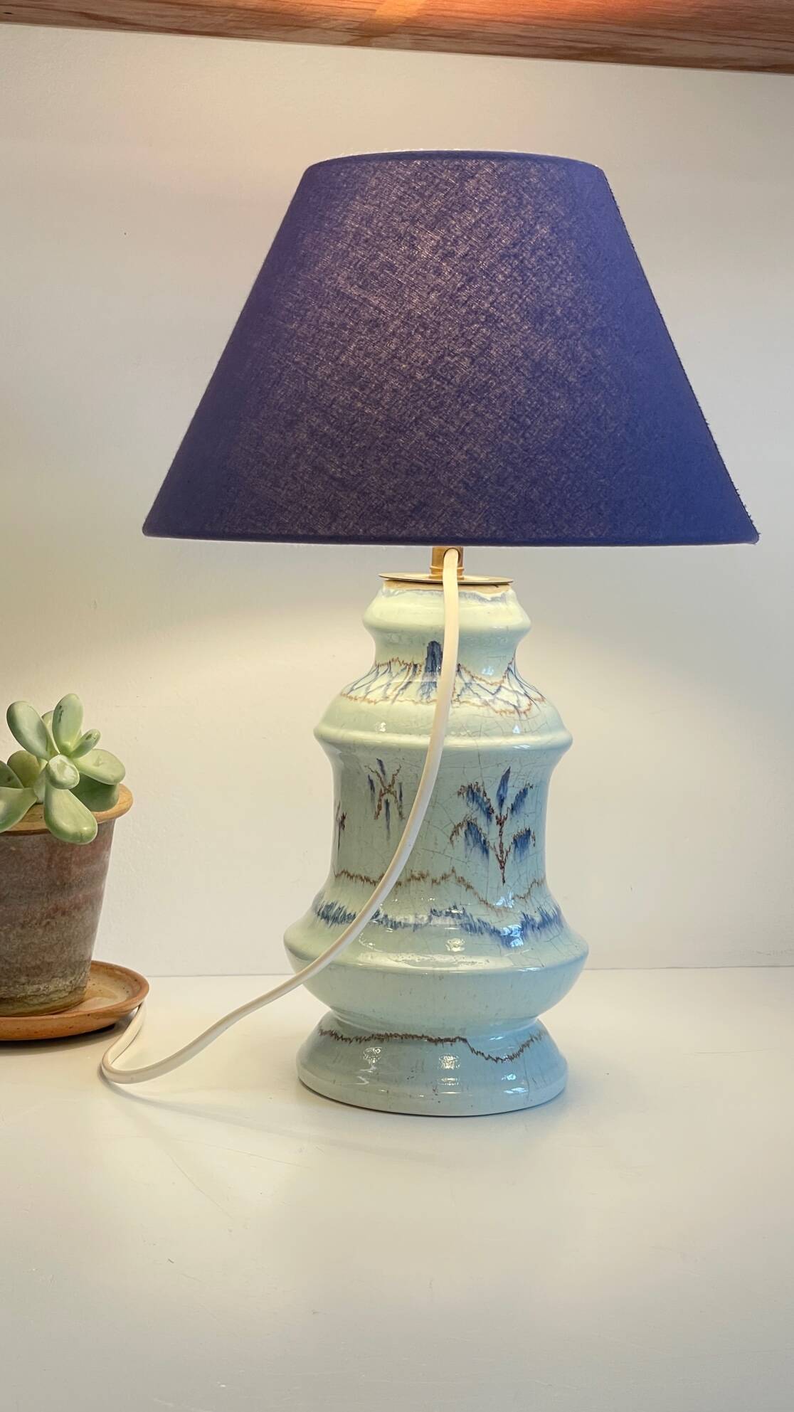 Chic blue ceramic vintage lamp