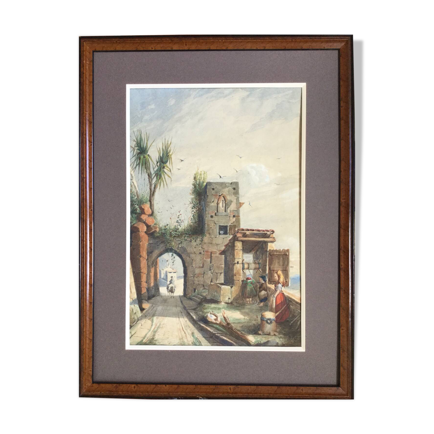 Nicolas RENIÉ, 1808-?. The Animated Well, 1851. Signed watercolour.