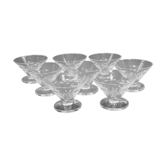 8 old champagne glasses 1930 Verrerie Doyen Belgium model Lido faceted