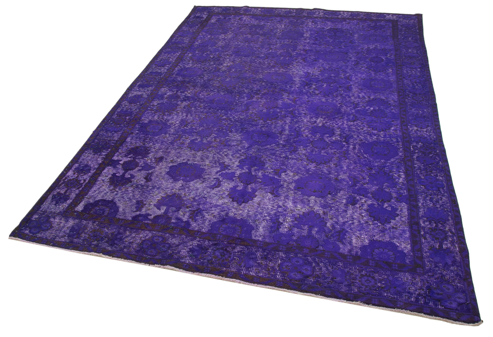 Handmade vintage turkish 1980s 185 cm x 284 cm purple rug