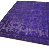 Handmade vintage turkish 1980s 185 cm x 284 cm purple rug